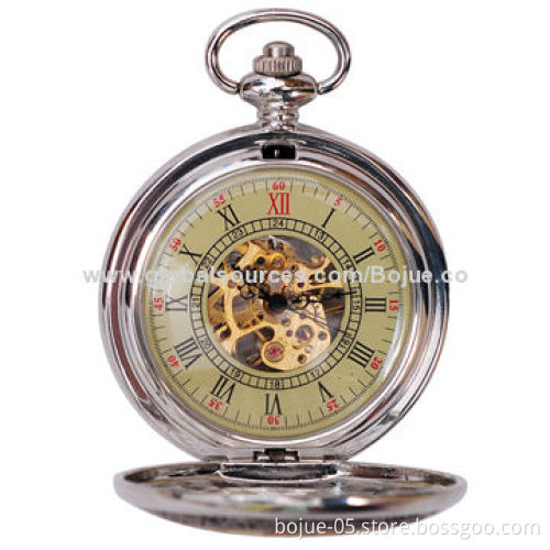 Women's Half Hunter Automatic Pocket Watch and Chain with CE/RoHS Mark